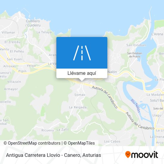 Mapa Antigua Carretera Llovio - Canero