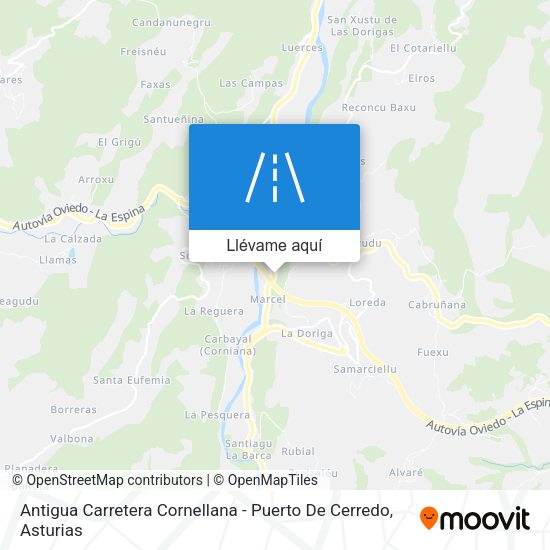 Mapa Antigua Carretera Cornellana - Puerto De Cerredo
