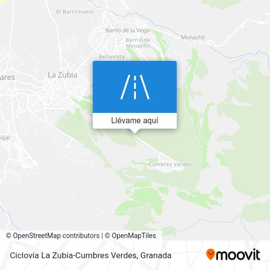 Mapa Ciclovía La Zubia-Cumbres Verdes