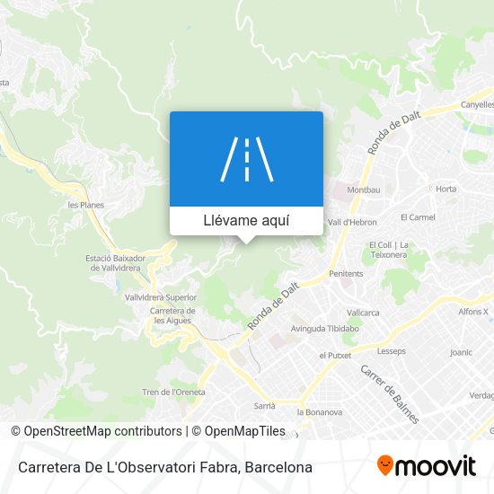 Mapa Carretera De L'Observatori Fabra