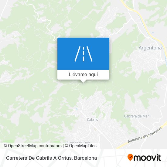 Mapa Carretera De Cabrils A Orrius