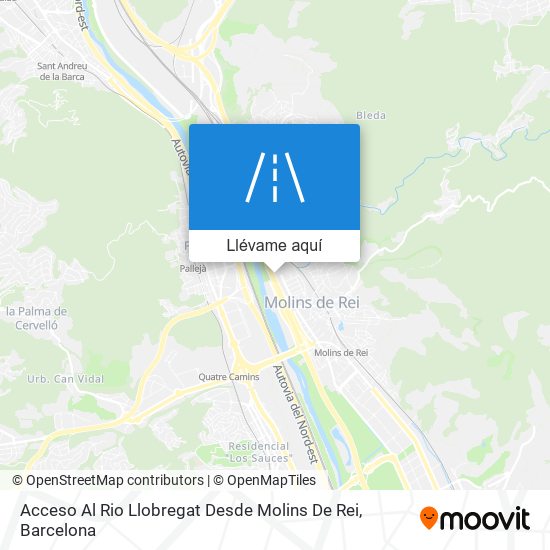 Mapa Acceso Al Rio Llobregat Desde Molins De Rei