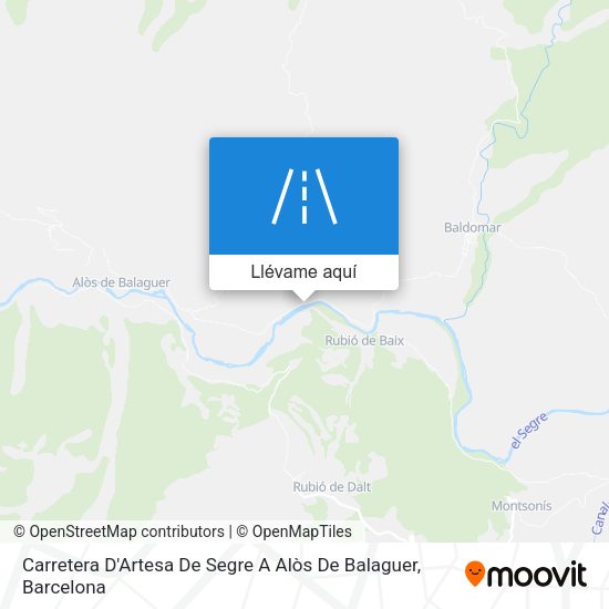 Mapa Carretera D'Artesa De Segre A Alòs De Balaguer