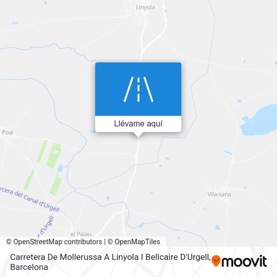 Mapa Carretera De Mollerussa A Linyola I Bellcaire D'Urgell