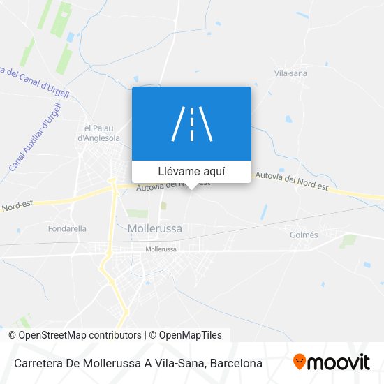 Mapa Carretera De Mollerussa A Vila-Sana