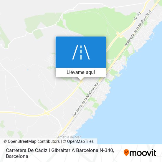 Mapa Carretera De Cádiz I Gibraltar A Barcelona N-340