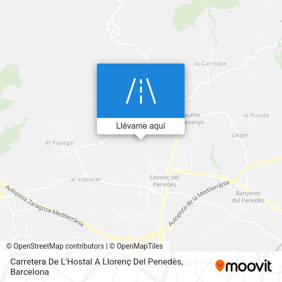 Mapa Carretera De L'Hostal A Llorenç Del Penedès