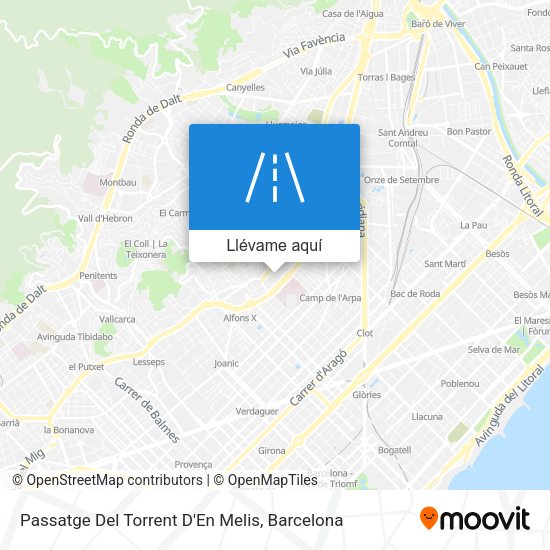 Mapa Passatge Del Torrent D'En Melis
