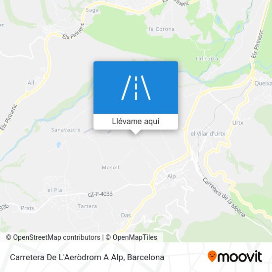 Mapa Carretera De L'Aeròdrom A Alp