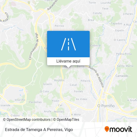Mapa Estrada de Tameiga A Pereiras