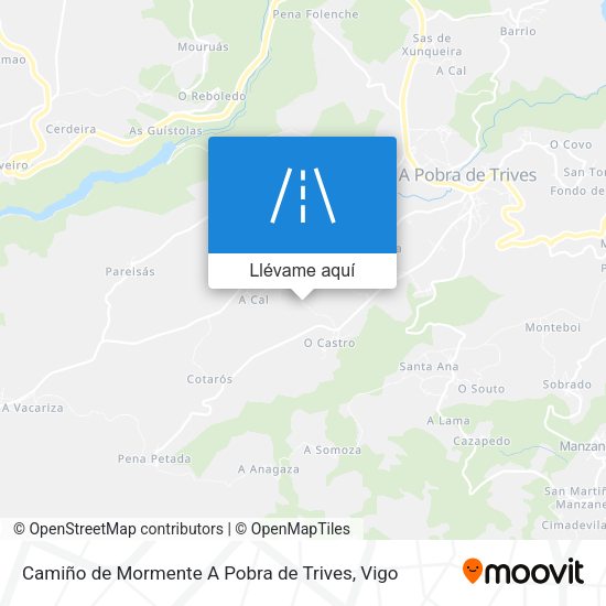 Mapa Camiño de Mormente A Pobra de Trives