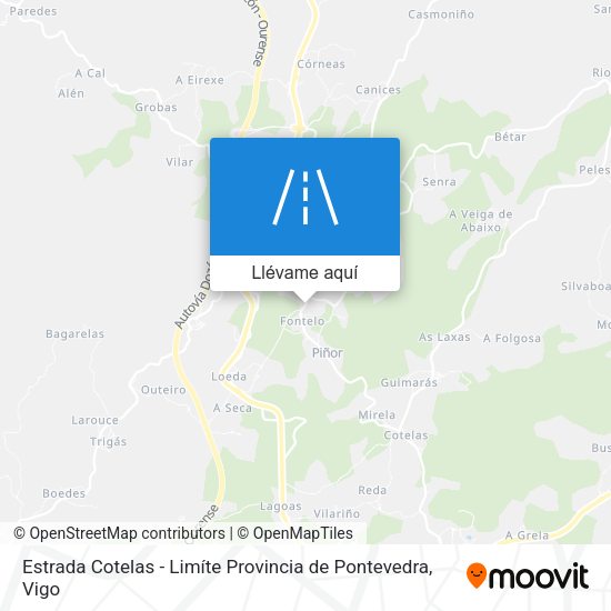 Mapa Estrada Cotelas - Limíte Provincia de Pontevedra