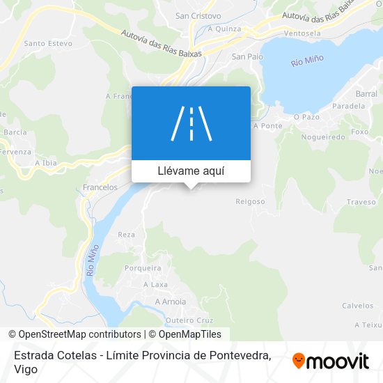 Mapa Estrada Cotelas - Límite Provincia de Pontevedra