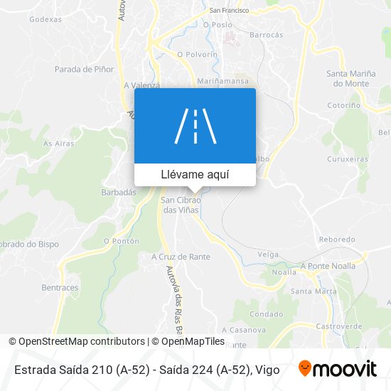 Mapa Estrada Saída 210 (A-52) - Saída 224 (A-52)