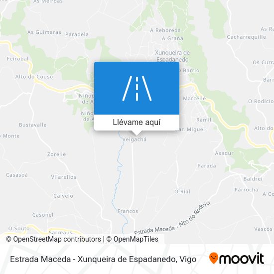 Mapa Estrada Maceda - Xunqueira de Espadanedo