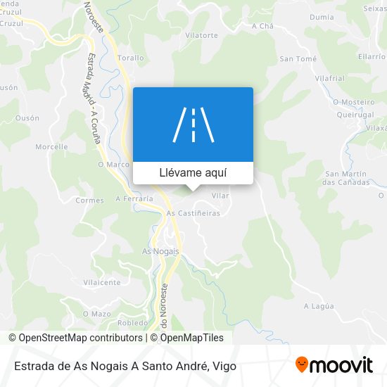 Mapa Estrada de As Nogais A Santo André