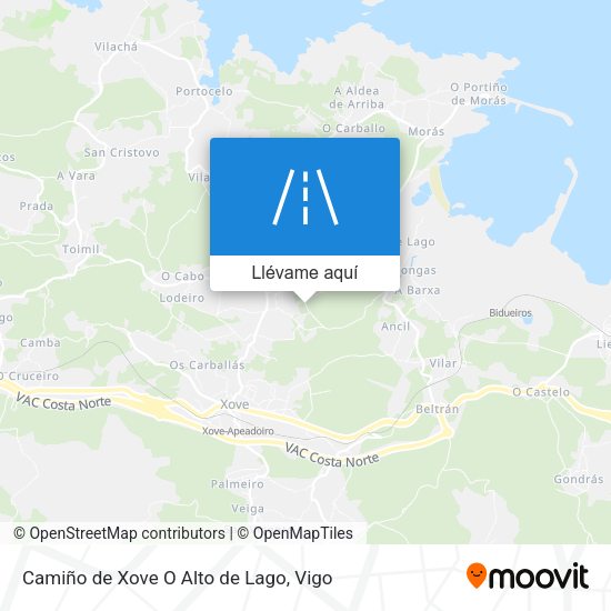 Mapa Camiño de Xove O Alto de Lago