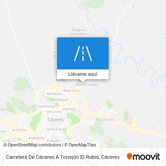 Mapa Carretera De Cáceres A Torrejón El Rubio