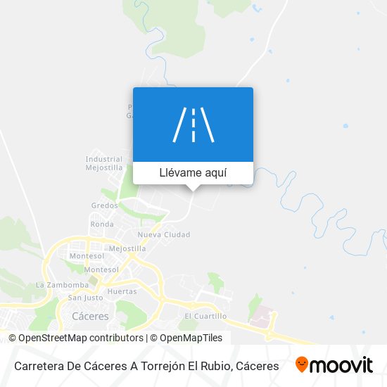 Mapa Carretera De Cáceres A Torrejón El Rubio
