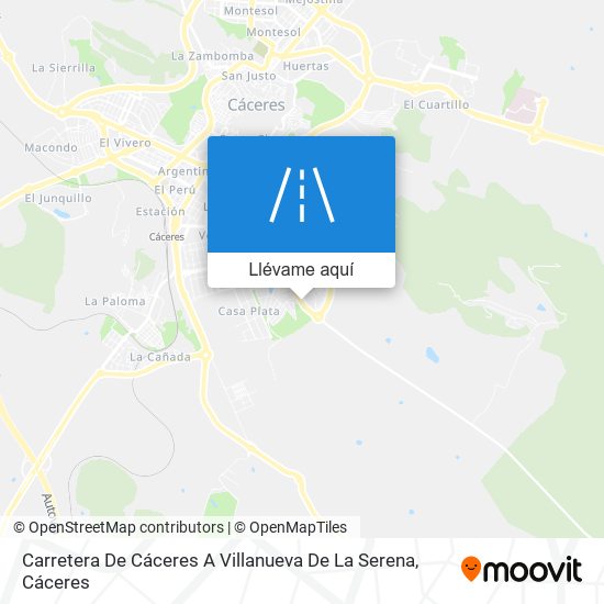 Mapa Carretera De Cáceres A Villanueva De La Serena