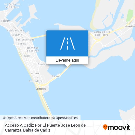 Mapa Acceso A Cádiz Por El Puente José León de Carranza