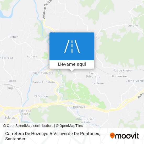 Mapa Carretera De Hoznayo A Villaverde De Pontones