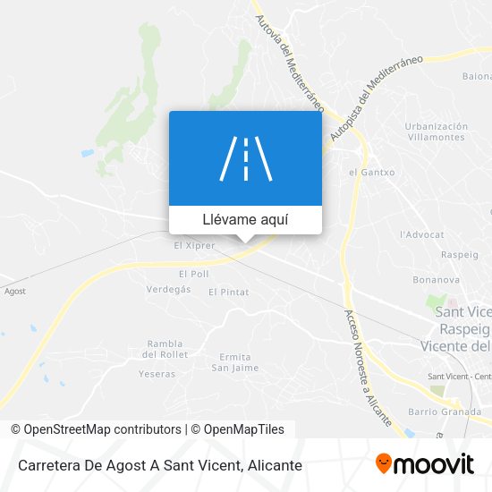Mapa Carretera De Agost A Sant Vicent