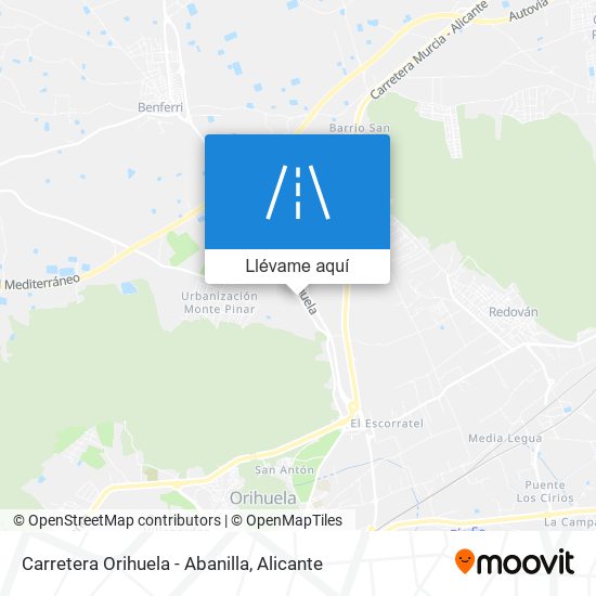 Mapa Carretera Orihuela - Abanilla