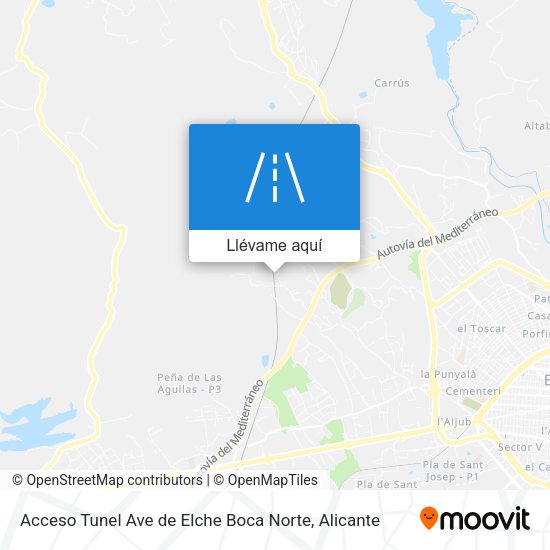 Mapa Acceso Tunel Ave de Elche Boca Norte