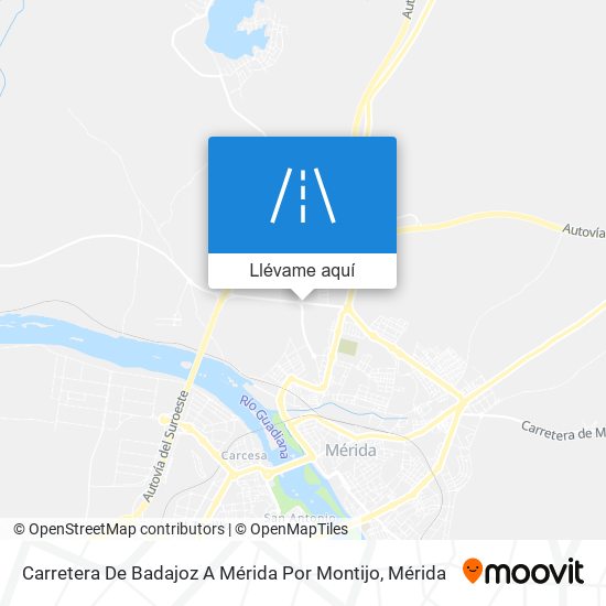 Mapa Carretera De Badajoz A Mérida Por Montijo