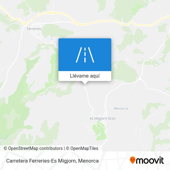 Mapa Carretera Ferreries-Es Migjorn