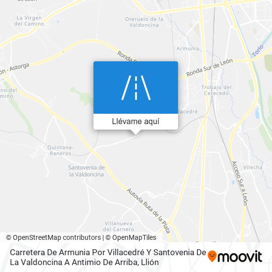 Mapa Carretera De Armunia Por Villacedré Y Santovenia De La Valdoncina A Antimio De Arriba