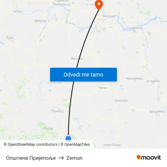 Општина Пријепоље to Zemun map