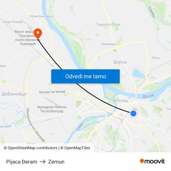 Pijaca Đeram to Zemun map