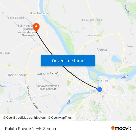 Palata Pravde 1 to Zemun map