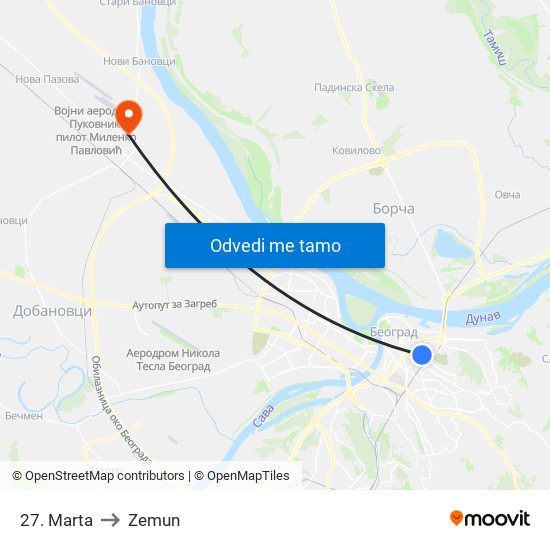 27. Marta to Zemun map