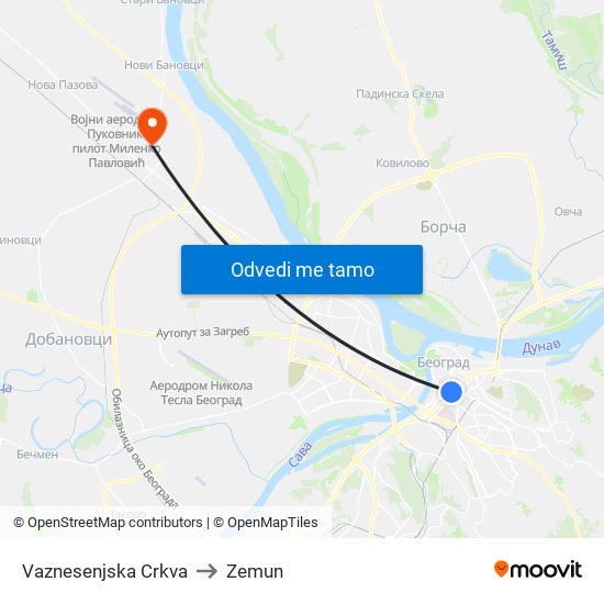 Vaznesenjska Crkva to Zemun map