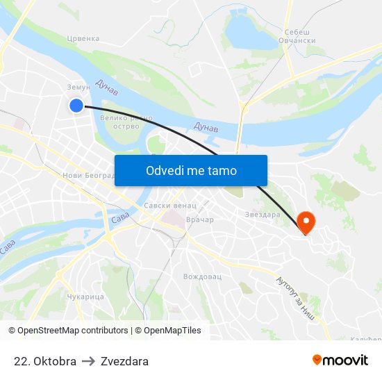 22. Oktobra to Zvezdara map