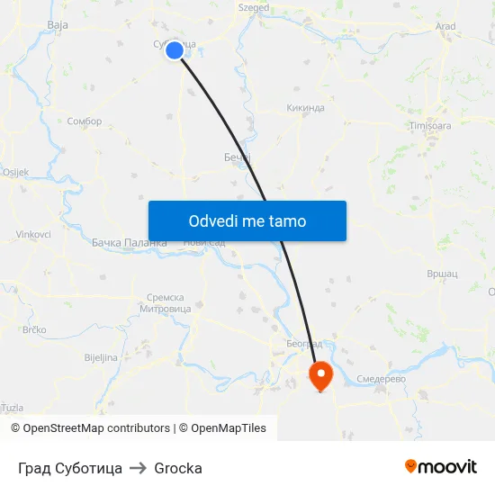 Град Суботица to Grocka map