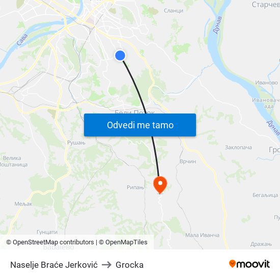 Naselje Braće Jerković to Grocka map