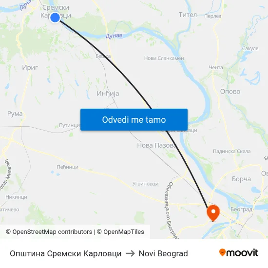 Општина Сремски Карловци to Novi Beograd map