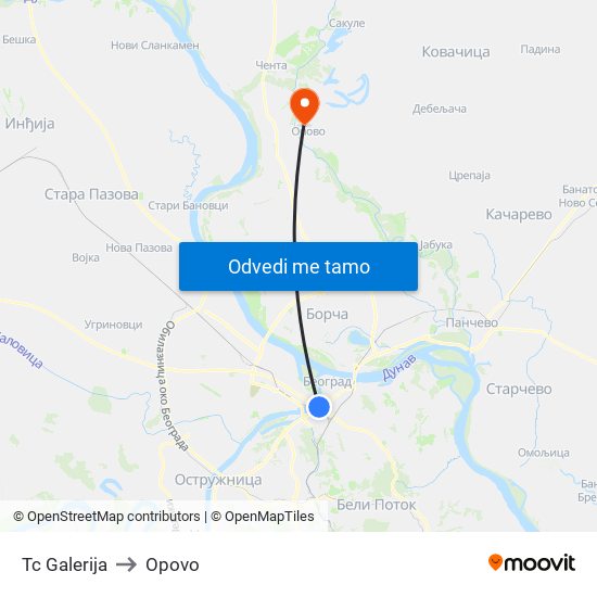 Tc Galerija to Opovo map