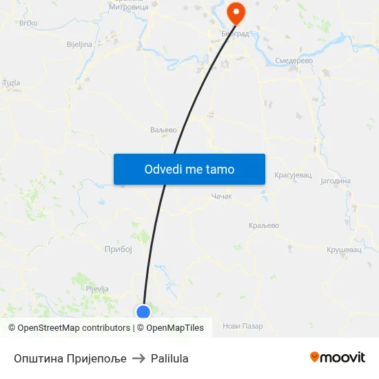 Општина Пријепоље to Palilula map