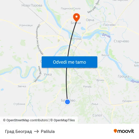 Град Београд to Palilula map
