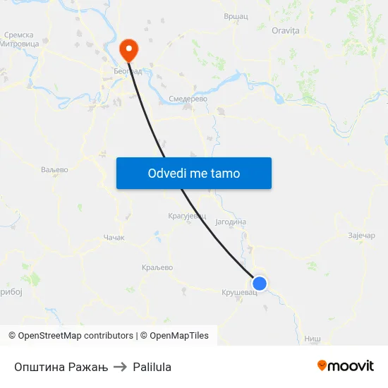 Општина Ражањ to Palilula map