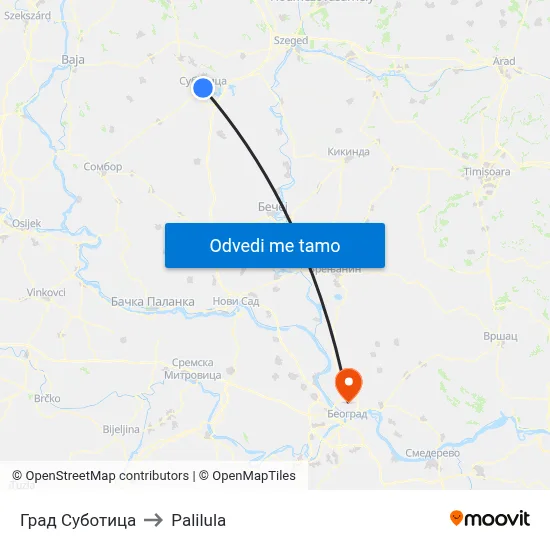 Град Суботица to Palilula map