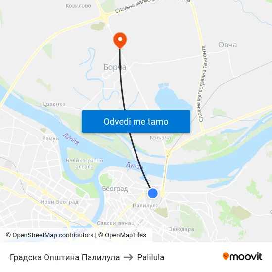 Градска Општина Палилула to Palilula map