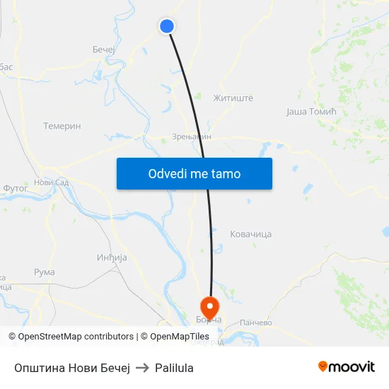 Општина Нови Бечеј to Palilula map