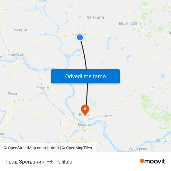 Град Зрењанин to Palilula map