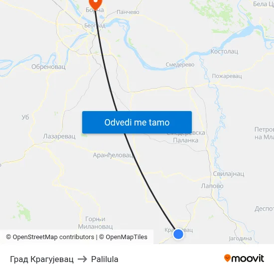 Град Крагујевац to Palilula map
